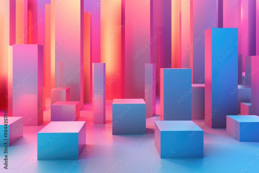 Poster Stacked cubes in a modern setting