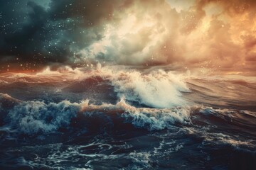 Fototapeta premium A large body of water with high waves