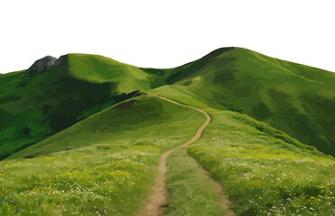 Green hills lanscape cut out natural view grass beauty nature background fertile mountain white transparent farm outdoors ecosystem flora
