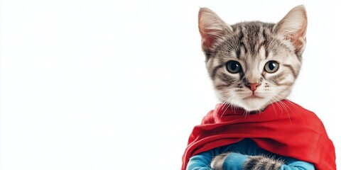 Adorable Superhero Kitten in Costume with Cape