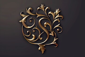 A gold letter S on a black background