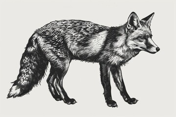 Obraz premium Intricate Hand-Drawn Fox Engraving: Black and White Ink Sketch