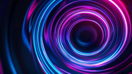 Futuristic cyber aesthetic with vibrant neon light spirals creating a mesmerizing visual vortex