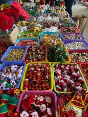 Fototapeta premium Christmas ornaments at a craft fair in San Miguel de Allende, Mexico