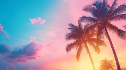 palm trees at sunset	
