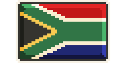 south africa flag pixel art, retro 8 bit game style