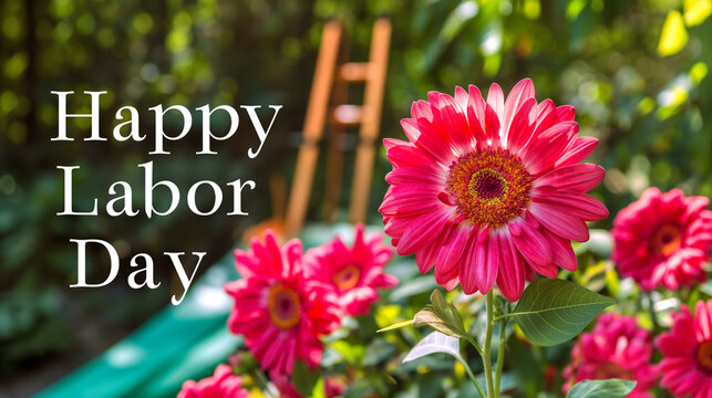 Text on Happy Labor Day card, celebration inscription on beautiful background