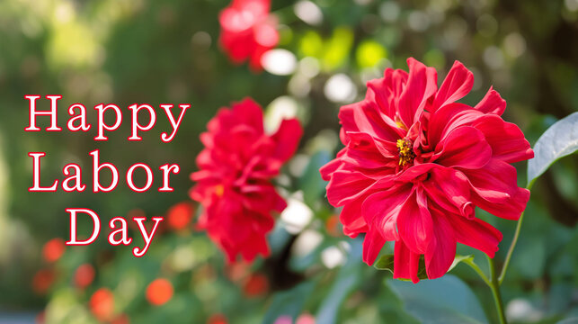 Text on Happy Labor Day card, celebration inscription on beautiful background