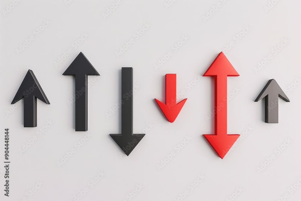 Poster a collection of arrows in contrasting colors adorns a white surface