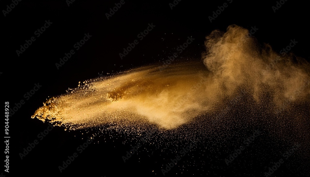 Wall mural freeze motion of golden powder exploding or throwing golden powder