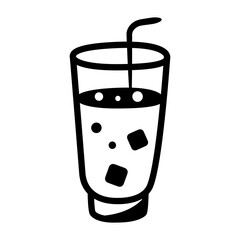Iced tea icon in doodle style 