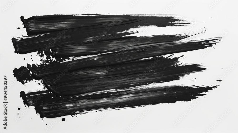 Poster displaying dynamic black brush strokes on a stark white backdrop, this image embodies artistic freed