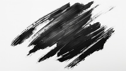 An artistic representation of black paint strokes on a clear white canvas, symbolizing deep emotions, creativity, and a modern abstract art style.