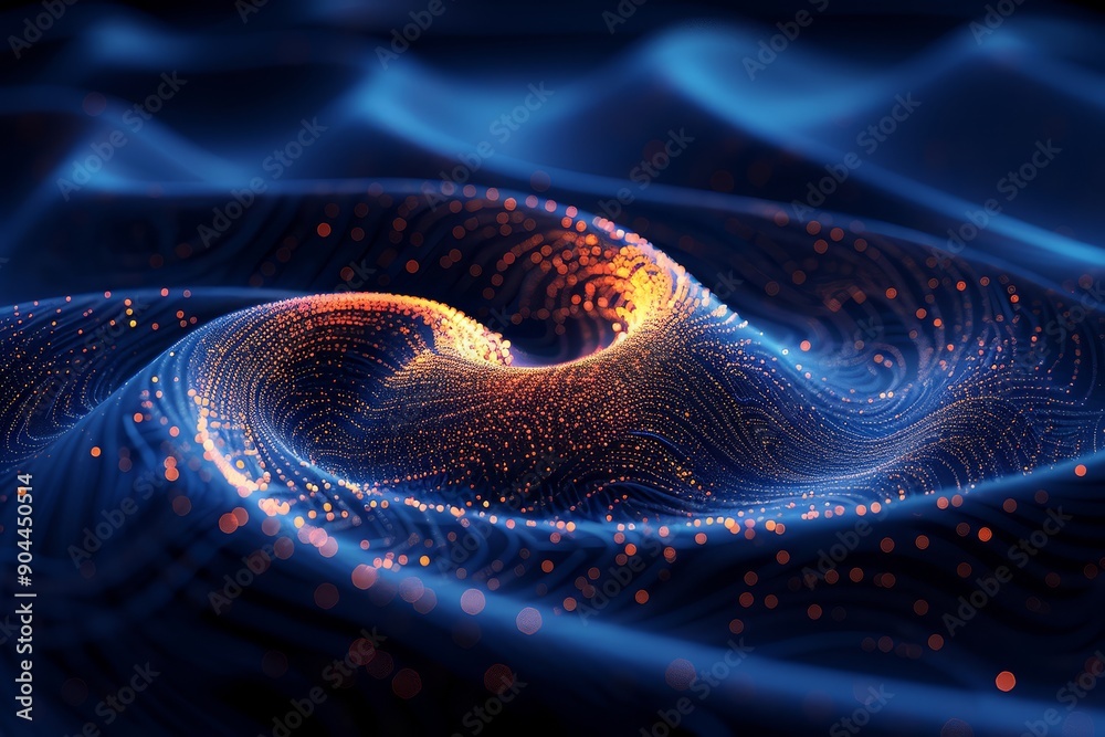 Poster Abstract digital wave pattern with glowing lights, representing futuristic technology, data flow, and network connections, perfect for concepts in digital communication and information , Generative Ai