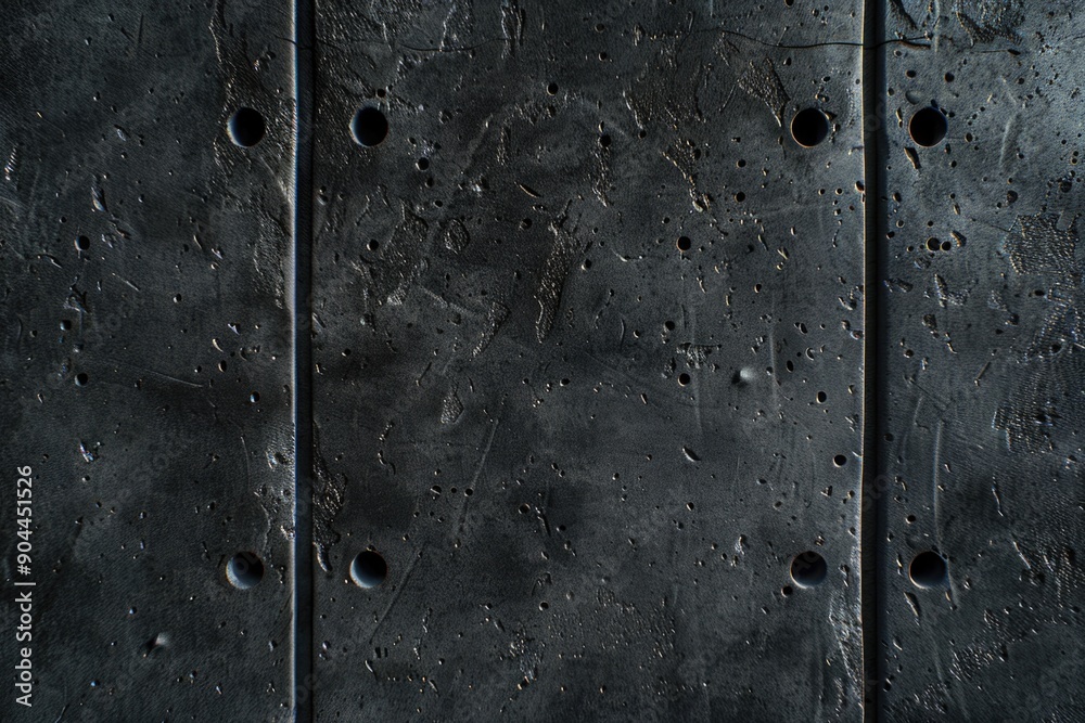 Poster a detailed view of a metal surface featuring multiple holes, useful for various industrial or mechan