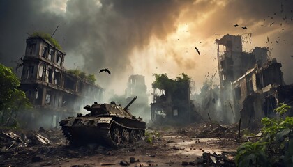 Escena apocaliptica paisaje desierto futuro desolacion