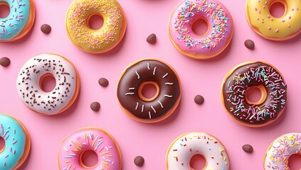 pink background with donuts