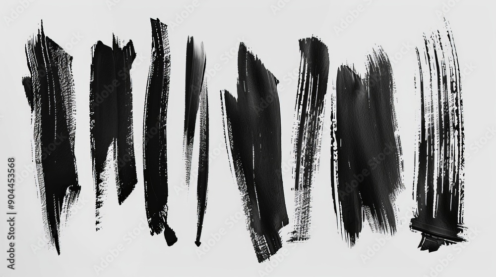 Poster Featuring bold and creative black paint strokes on a white surface, this image exemplifies modern abstract art with clear lines and dynamic textures.