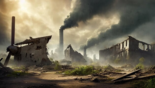 Escena apocaliptica paisaje desierto futuro desolacion