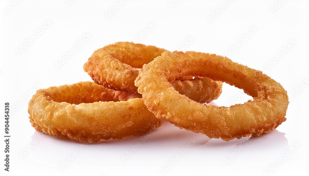 Sticker crispy onion rings isolated on white background