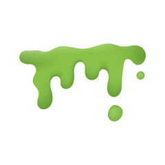 Slime green. Purulent blots slimy, goo splashes and mucus smudges. Bright toxic shiny liquid, spot of poison dribble silhouette. Realistic halloween isolated elements vector 3d style