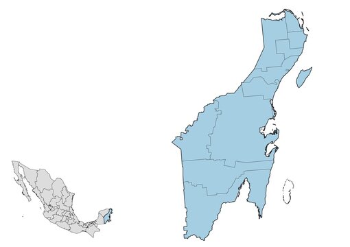 Mapa de los municipios del estado de Quintana Roo, M&eacute;xico