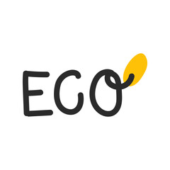 Vector illustration of an 'Eco' label with a green background and handwritten white text. Ideal for eco-friendly, sustainable, and natural product branding.