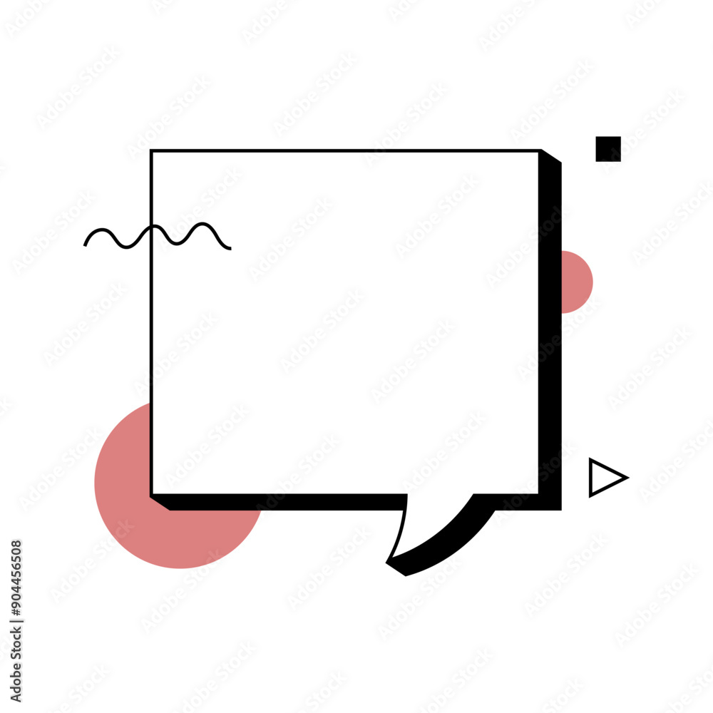 Fototapete abstract illustration of a blank speech bubble with geometric shapes in modern style