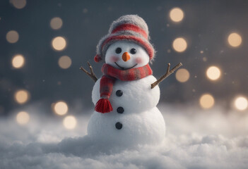 Happy snowman isolated on transparent background