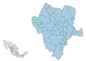 Mapa de los municipios del estado de Durango, México © Stockchi