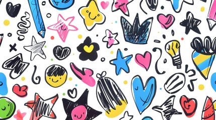 A collection of colorful drawings on a white background