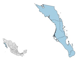 Mapa de los municipios del estado de Baja California Sur, México © Stockchi