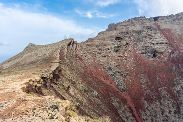 The crater of Monte Corona Volcano in Lanzarote, Canary Islands,  Spain