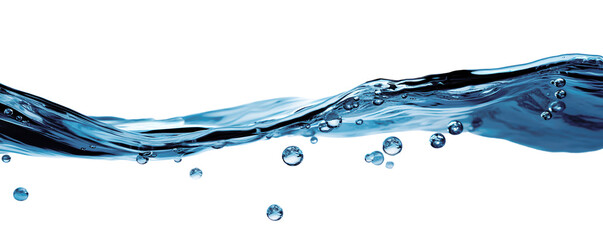 Stream of clear blue water with bubbles, showcasing purity and refreshment. Perfect for hydration or nature-themed projects.