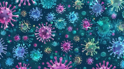  Blue background with pink and blue dots in the center, surrounded by a ring of white dots