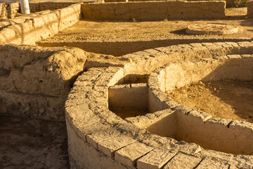 Archeological UNESCO site of Ancient Sarazm at sunset,  4th millennium BCE civilization in...