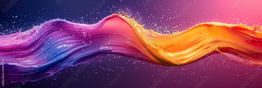 Poster Dynamic abstract artwork with colorful waves against a dark background, highlighting vibrant hues and fluid motion in a modern visual style, Generative AI