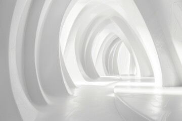 Obraz premium A minimalist interior design concept with smooth curved walls and floor