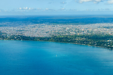 Aerial view of the Zanzibar city, capital of Zanzibar island (Unguja), Tanzania