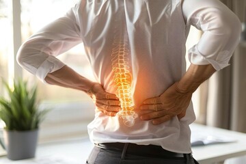 Businessman in Office Suffering from Back Pain