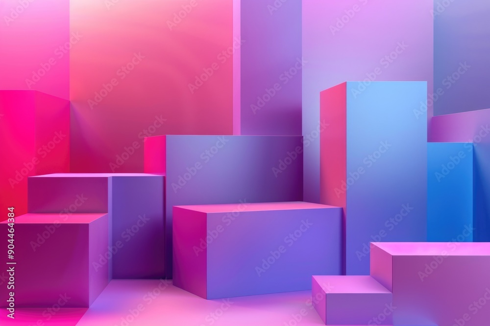 Poster a collection of brightly colored cubes stacked and arranged in a room