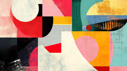 Abstract geometric shapes with bright, contrasting colors