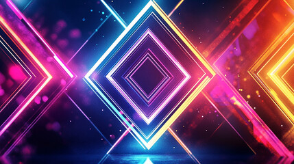 Abstract neon lights with geometric patterns and vivid hues
