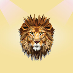 lion illustration with lightening background