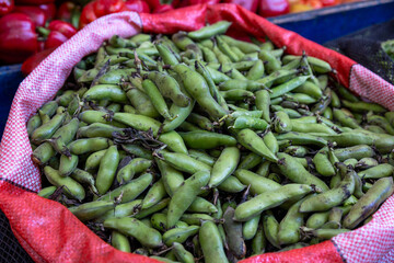 Fresh green beans in the market