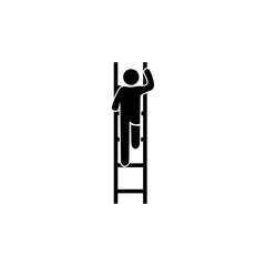 Person climbing a ladder icon on white background.