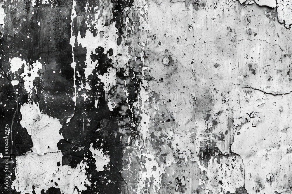 Poster a close-up shot of a worn-out wall with peeling paint, perfect for use in interior design or archite