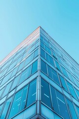 Obraz premium A modern high-rise building with a clear blue sky background, perfect for corporate or financial uses