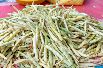 Green beans in their pods in Arequipa, Peru