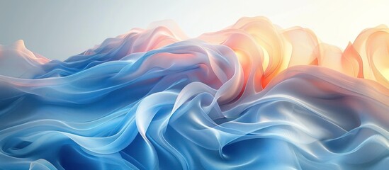 Obraz premium Abstract Blue and Orange Fabric Waves